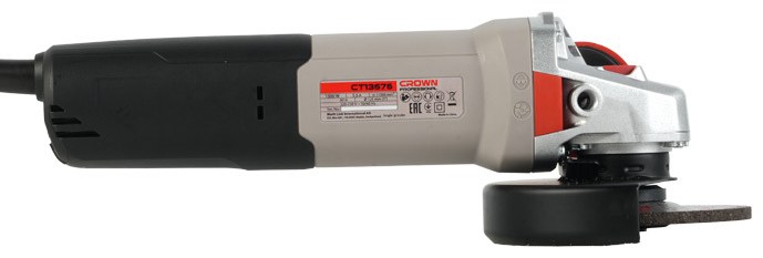 Кутова шліфувальна машина CROWN CT13676-125RC, 1300 Вт, 125 мм, захист від повторного пуску, захисний кожух диска типу C