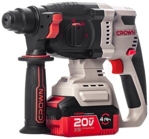 Акумуляторний перфоратор CROWN CT28019XS-4 BMC, 20 В, 4.0 А·год, 22 мм
