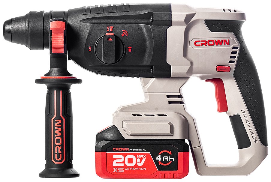 Акумуляторний перфоратор CROWN CT28020XS-4 BMC, 20 В, 4.0 А·год, 26 мм CT28020XS-4 BMC