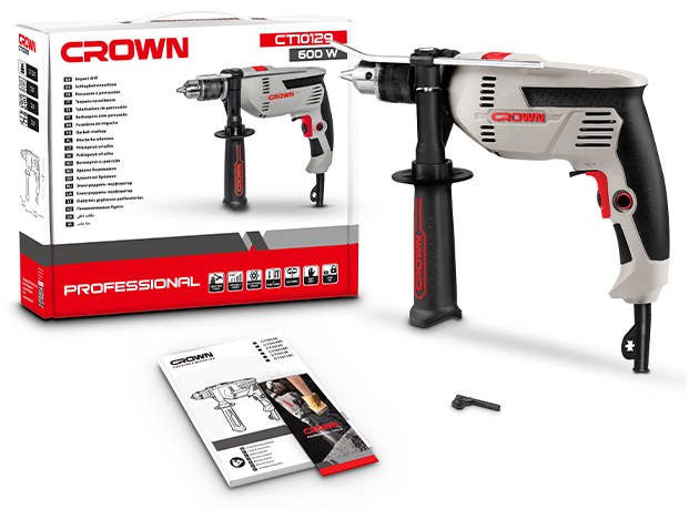 Ударний дриль CROWN CT10129C, 750 Вт, 13 мм CT10129C