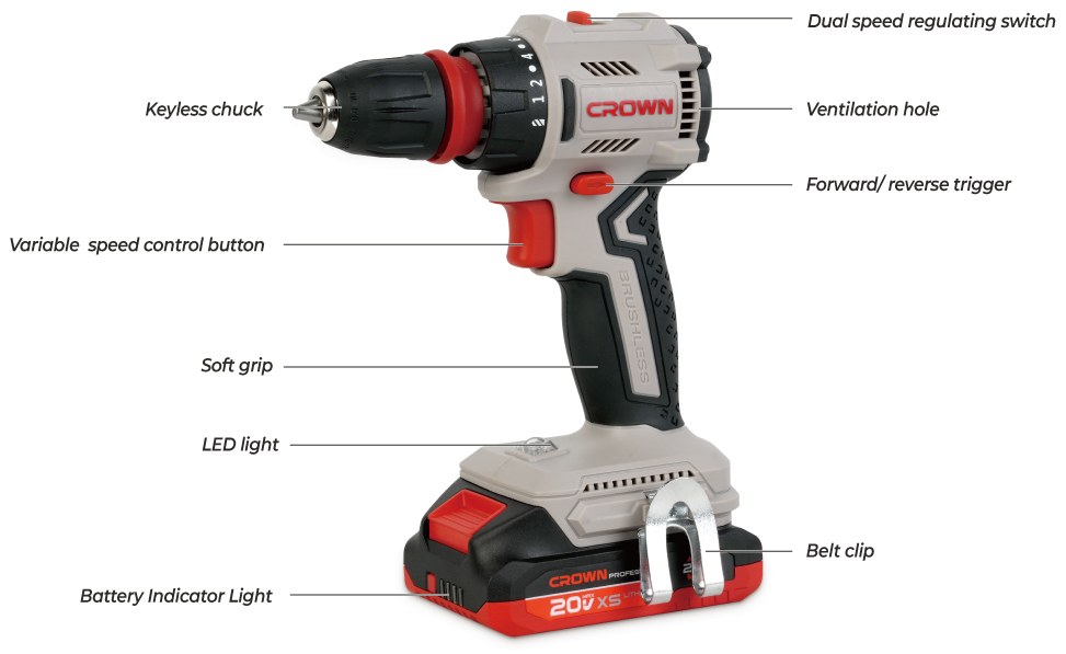 Акумуляторна викрутка CROWN CT21131XQS-2 BMC, 1/4″ CT21131XQS-2 BMC